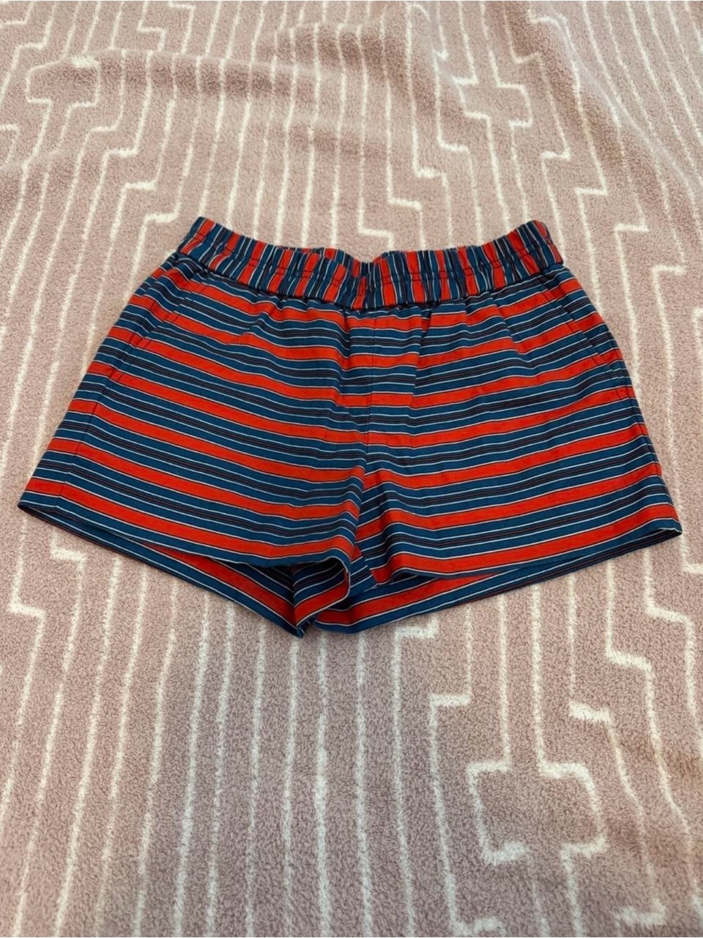 J. Crew Red and Navy Striped Athletic Shorts